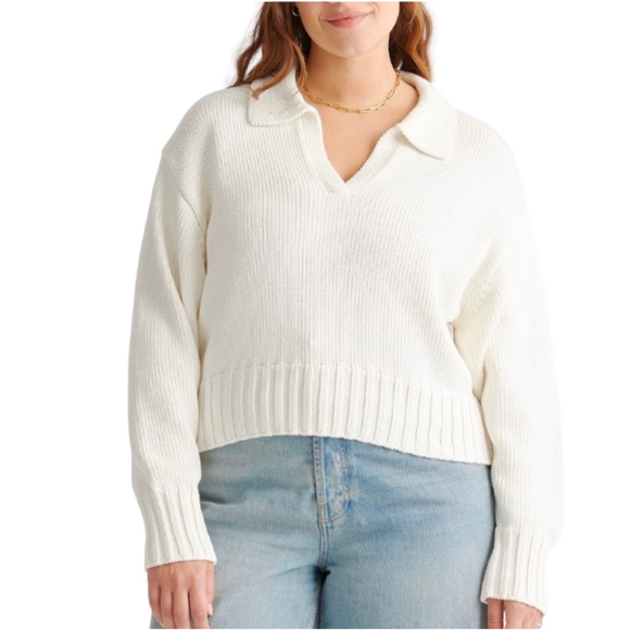 Quince Sweaters - Quince 100% Organic Cropped Cotton Sweater Ivory Size M